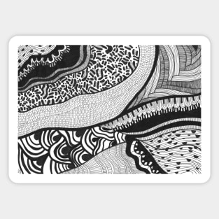 Abstract black and white pattern inspired by zentangle Sticker